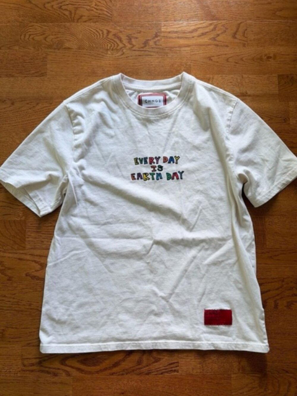 CHNGE Make Every Day Earth Day graphic t shirt tee short sleeve Ivory Planet